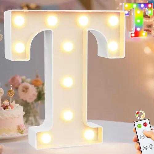Vista 44 de Pooqla Letras con luces LED de marquesina, letras decorativas iluminadas en blanco cálido y blanco frío, letras del alfabeto iluminadas para niños