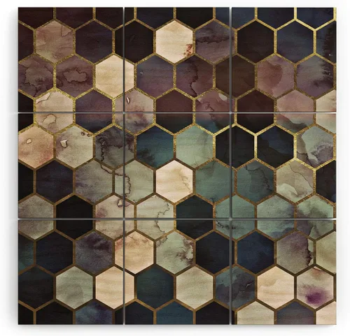 Vista 9 de Society6 Monika Strigel - Mural de pared de madera de sirena de verano de mediados de siglo, 4 x 4 pies, multicolor