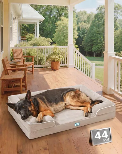 Vista 16 de OhGeni Cama ortopédica refrescante para perro, sofá refrescante para mascotas grandes con espuma viscoelástica, lavable a máquina, funda extraíble