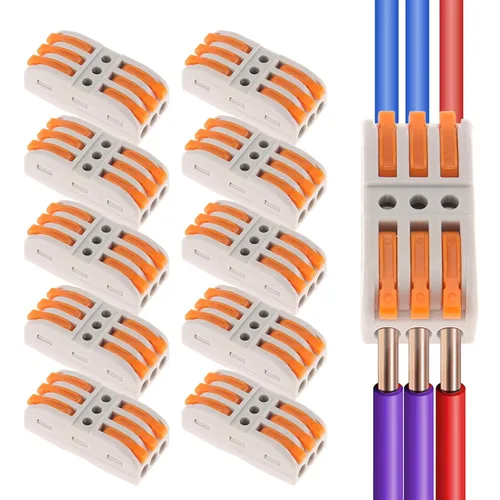 Vista 7 de DIANN 10 piezas de conectores de alambre de palanca 2 en 4 salidas para empalmes en línea de circuito Conector de alambre eléctrico 28-12 AWG 10pcs