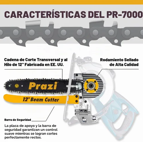 Vista 3 de Prazi Cadena Cortadora de Vigas de 12" - Cadena de Repuesto para Accesorio Prazi de 12", Accesorios de Sierra Circular, Afilada y Versátil, Pequeña