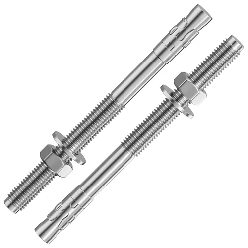 Vista 10 de Wensilon 5 piezas sujetadores estándar de 1/2x2-3/4 pulgadas, anclajes de cuña de acero inoxidable 304 para servicio pesado para cemento y hormigón