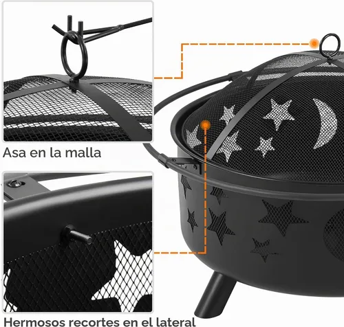 Vista 5 de Yaheetech - Hoguera de 30 pulgadas para chimenea exterior de leña