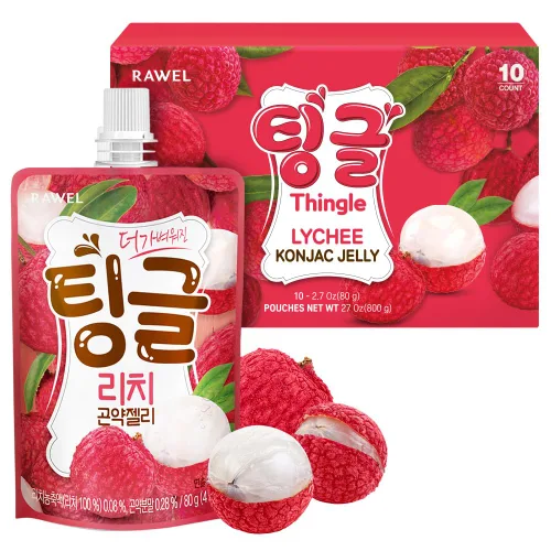 Vista 6 de Rawel Thingle Delicious Konjac Jelly - 1 caja (2.82 oz x 10 paquetes) / 6 calorías por bolsa, sin azúcar, baja en calorías, gelatina de sabor a
