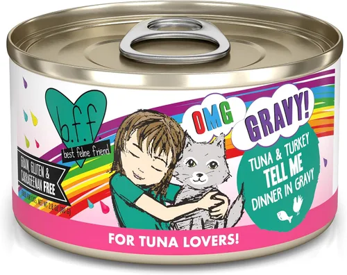 Vista 41 de Weruva B.F.F. OMG – mejor amigo felino Oh My Gravy! Latas de comida húmeda natural sin granos, recetas de tierra y mar en salsa
