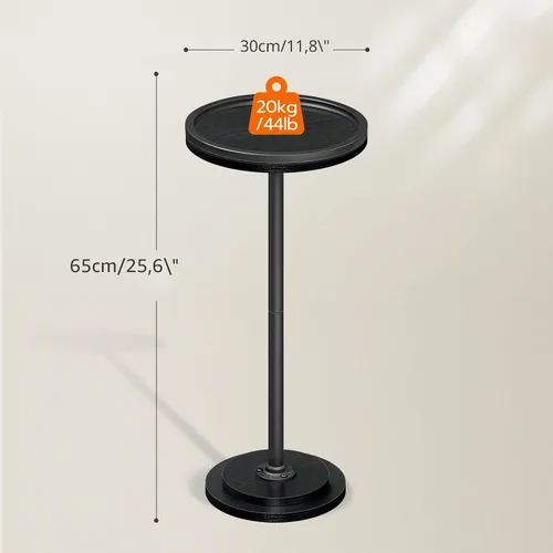 Vista 3 de HOOBRO Mesa auxiliar redonda pequeña, mesa de bebidas, mesa de café Martini con acento de pedestal para espacios pequeños en sala de estar, Negro