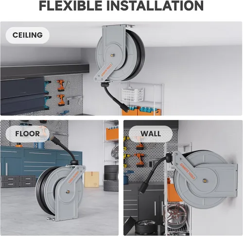 Vista 10 de Giraffe Tools Carrete de manguera para lavadora a presión de 65 pies, 3200 PSI, carrete de manguera retráctil para lavadora a presión, resistente
