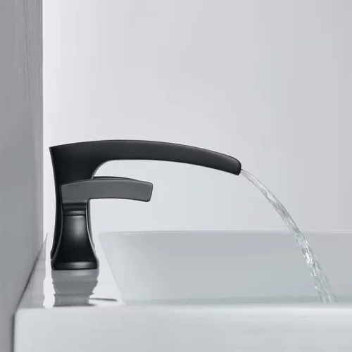 Vista 9 de Grifo de bañera romana, relleno de bañera en cascada, grifos de baño de latón de 3 agujeros con 2 asas Negro
