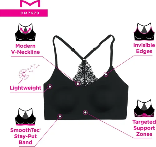 Vista 6 de Maidenform Bralette de encaje Pure Comfort, brasier sin aros con relleno, nuestro mejor bralette con espalda cruzada
