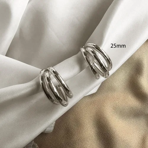 Vista 26 de Aretes de aro gruesos de oro para mujer, chapados en oro de 14 quilates, aretes de aro triple, hipoalergénicos, a la moda, aretes de aro gruesos