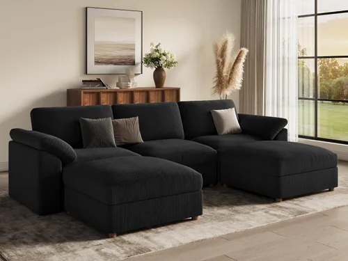 Vista 56 de EASE MOOSE Sofá modular verde seccional de gran tamaño en forma de L Pana verde