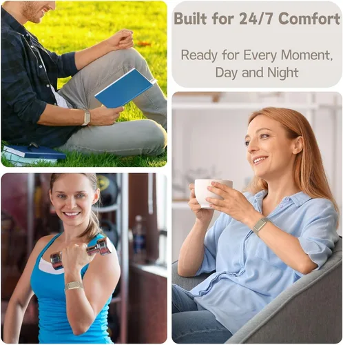 Vista 7 de Vanet Correas de nailon compatibles con bandas de bucle polar/reemplazo Polar 360, correa elástica transpirable deportiva, ajustable, trenzada Beige