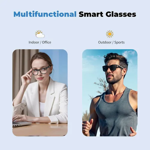 Vista 3 de Lentes inteligentes con Bluetooth, 2 en 1 magnéticos, bloqueo de luz azul y UV400, gafas Bluetooth para hombres/mujeres con asistente de voz, gafas