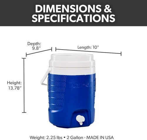 Vista 2 de Igloo, heladera con grifo para transportar bebidas, capacidad: 2 galones (color azul).