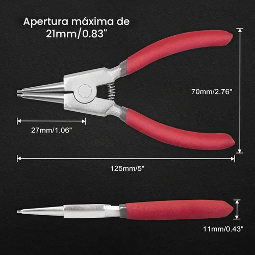 Vista 6 de Alicates de clip externos - Alicates de anillo a presión de 5 pulgadas para quitar anillos, retención y extracción de manguera