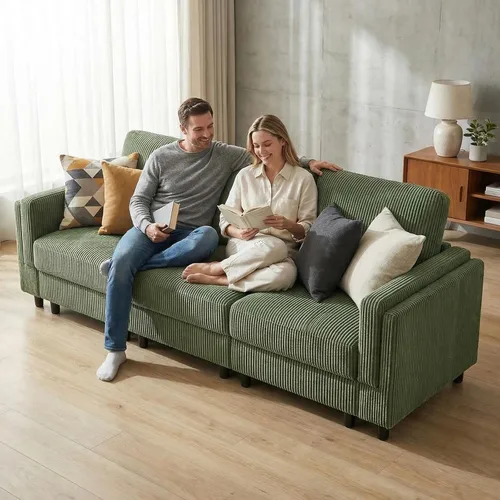 Vista 30 de KKL Sofá modular de 84 pulgadas, sofás de 3 plazas para sala de estar con almacenamiento, sofá modular de asiento profundo seccional, funda