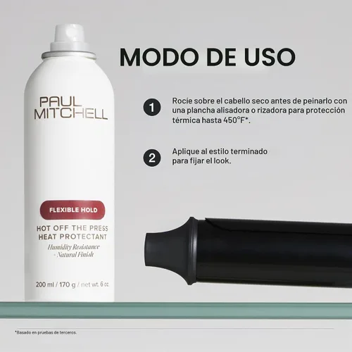 Vista 5 de Paul Mitchell Hot Off The Press Heat Protectant, Humidity Resistance, Flexible Hold + Natural Finish, For All Hair Types
