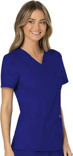 Vista 7 de Workwear Revolution WW610 - Ropa quirúrgica con estilo cruzado falso para mujer, elástica, suave y de fácil cuidado