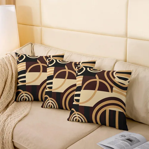 Vista 49 de Juego de 2 fundas de almohada abstractas de 16 x 16 pulgadas para niños, niñas, adolescentes, decoración de dormitorio, moderna a rayas, decoración