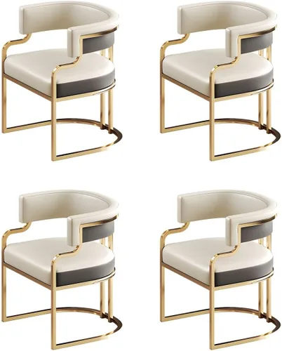 Vista 33 de Sillas de comedor de cocina para interiores, silla lateral tapizada para el hogar, silla con brazo de respaldo bajo, silla de comedor con piel