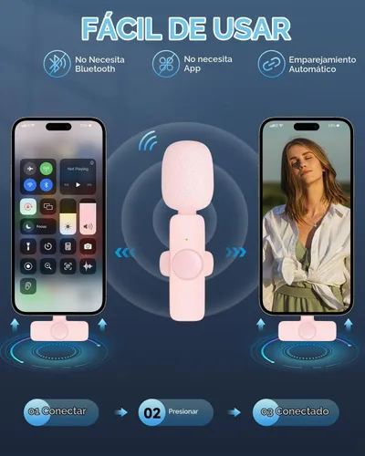 Vista 2 de Caiord 2 Pack de micrófonos inalámbricos profesionales Lavalier para iPhone iPad (iPhone 14 y versiones anteriores), micrófonos de solapa Plug-Play
