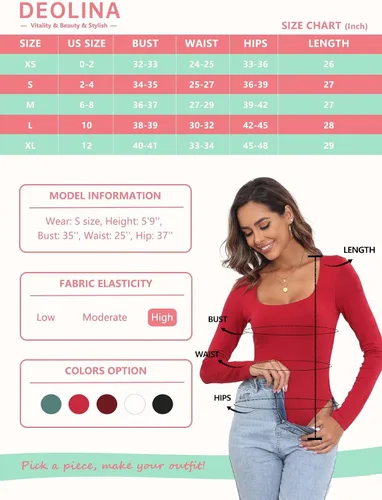 Vista 5 de Body sexy para mujer, cuello cuadrado, suave, elástico, manga larga, leotardo casual