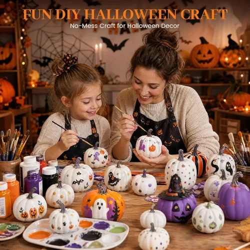 Vista 5 de DomeStar 14 calabazas falsas blancas, calabazas blancas de espuma a granel para Halloween, Acción de Gracias, otoño, temporada de decoración de baby