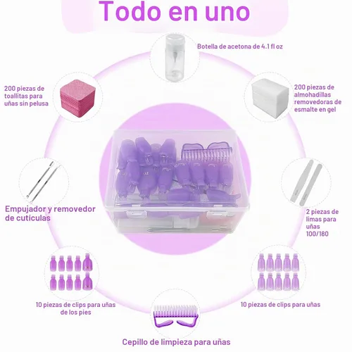 Vista 2 de Eyxformula Kit removedor de esmalte de gel – 10 clips para uñas de los pies, 10 clips de remojo de uñas de dedos, 400 toallitas sin pelusa, 2 limas