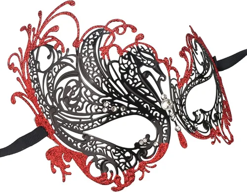 Vista 4 de Cvqlw Máscara veneciana para parejas, máscaras venecianas, máscara de metal para Halloween, fiesta veneciana, para hombres y mujeres, combinación