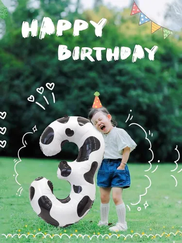 Vista 2 de Globo de 40 pulgadas con estampado de vaca, enorme vaca número 30, globo de helio de aluminio para decoración de fiesta de cumpleaños de 30 años, 30