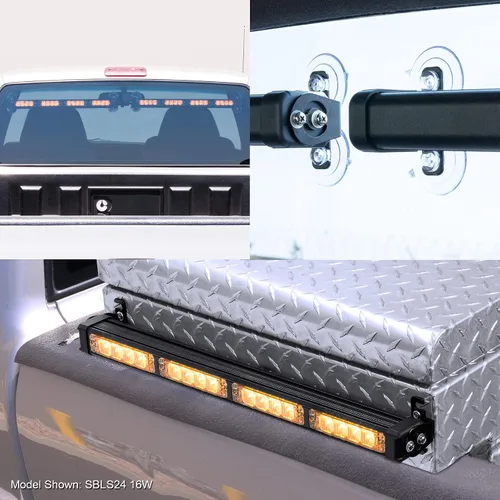 Vista 2 de LAMPHUS SolarBlast SBLS44, barra de luces LED de advertencia de emergencia para cubierta, 16 W, azul y rojo