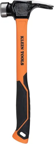 Vista 15 de Klein Tools H80718 Martillo de garra recta con cabeza lisa, 18 onzas, mango de agarre antideslizante de fibra de vidrio con orificio de sujeción, 15