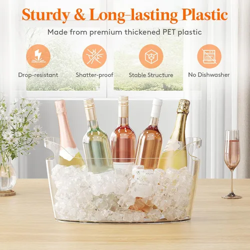 Vista 5 de Lifewit Cubo de Hielo Grande de 6.5L para Fiestas, Cubo de Bebidas Portátil para Bar de Cócteles, Enfriador de Plástico para Champán