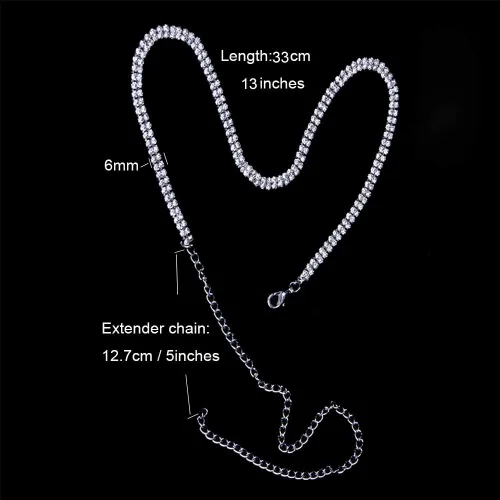 Vista 6 de Gargantilla de diamantes de imitación de plata brillante gargantilla de cristal pulsera de diamantes de imitación collar para mujer