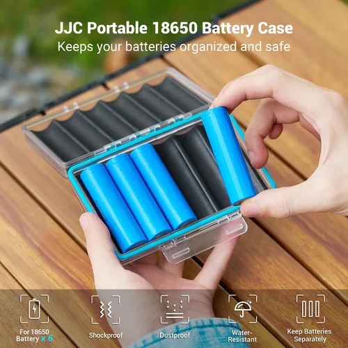 Vista 2 de Organizador compacto de almacenamiento de batería 18650, caja de batería de plástico duro para 6 baterías 18650, resistente al agua y fácil