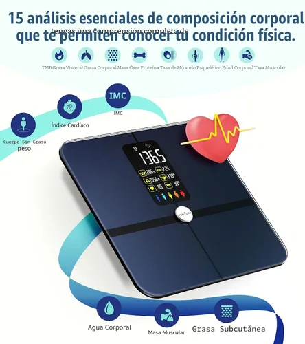 Vista 5 de Báscula de Grasa Corporal, Posture Pantalla Digital Extra Grande Báscula de Peso Inalámbrica Digital de Baño Analizador de Composición