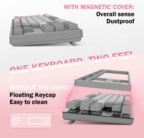 Vista 2 de A.JAZZ AK873 Teclado mecánico TKL para juegos con cable de 87 teclas con retroiluminación arco iris, interruptor marrón táctil, junta NKRO