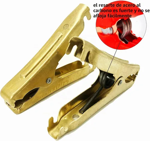 Vista 3 de 4 piezas de abrazaderas de cable de puente Abrazaderas de batería de cocodrilo de cobre puro 100A-500A Abrazaderas de cargador de batería de coche