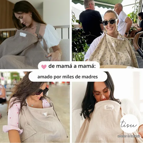 Vista 6 de TISU - Funda de lactancia para lactancia materna y bombeo Funda de cochecito de asiento de automóvil multiusos Algodón de muselina suave Rubor