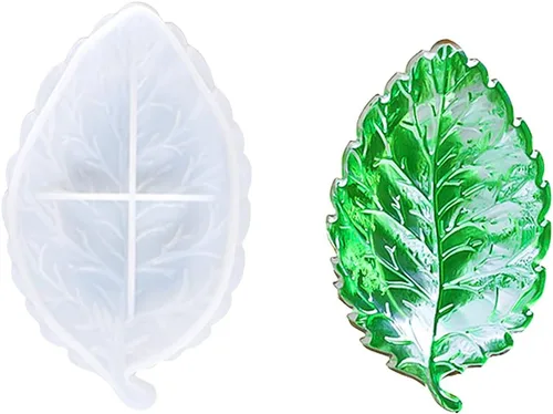 Vista 11 de Voyyphixa - Bandeja de resina para moldes de silicona con forma de hoja y resina de resina epoxi, moldes de fundición para placa de fruta de resina