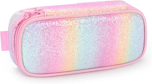 Vista 16 de Lapicera para niñas, estuche con divisiones múltiples para lápices, diseño de fresas color rojo