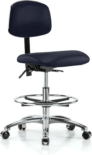 Vista 9 de Perch - Silla de laboratorio con ruedas cromadas con soporte de respaldo ajustable, altura del escritorio de 17 a 22 pulgadas, tela negra