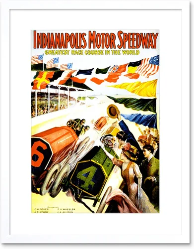 Vista 7 de The Art Stop Sport Race Indianapolis Motor Speedway Car Flag Indy 500 Impresión enmarcada B12X11273