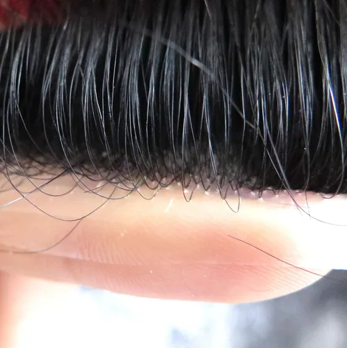 Vista 4 de HAIR NATURE Toupee para hombres, sistemas de reemplazo de cabello humano, 0.001 in piel ultra fina V-looped Jet Black piezas de cabello 8x10#1