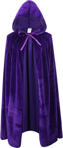 Vista 10 de OurLore Capa de terciopelo con capucha unisex para niños, disfraz de Halloween y Navidad Azul
