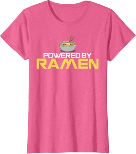 Vista 88 de Camiseta de fideos de anime japoneses Powered By Ramen, Negro, S