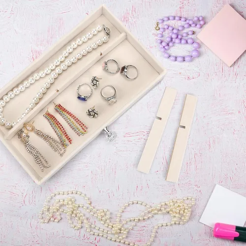 Vista 3 de Organizador de joyas de acrílico, caja organizadora de almacenamiento de cosméticos de maquillaje, caja de joyería transparente con 3 cajones, caja