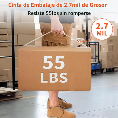 Vista 5 de JARLINK 12 rollos de cinta de embalaje transparente con 2 dispensadores