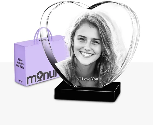 Vista 12 de Monume Corazón de cristal 3D (pequeño) - Foto de cristal personalizada Estándar