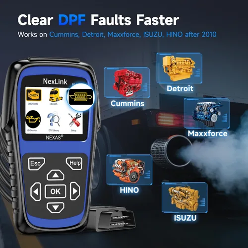 Vista 3 de Escáner de camión resistente NEXAS NL102P con regeneración DPF Full System Diagnostics, Supports J1939/J1708 Protocols, Compatible with